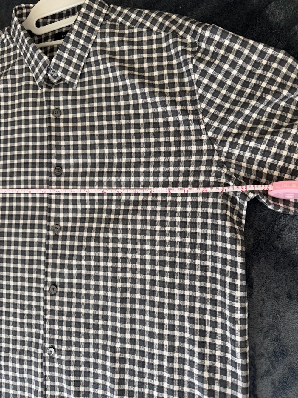 Theory Rammy NP Ombre Gingham Plaid Button Front Shirt XL Black Gray - Picture 7 of 11